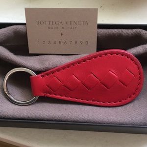 Red leather Bottega Veneta keychain